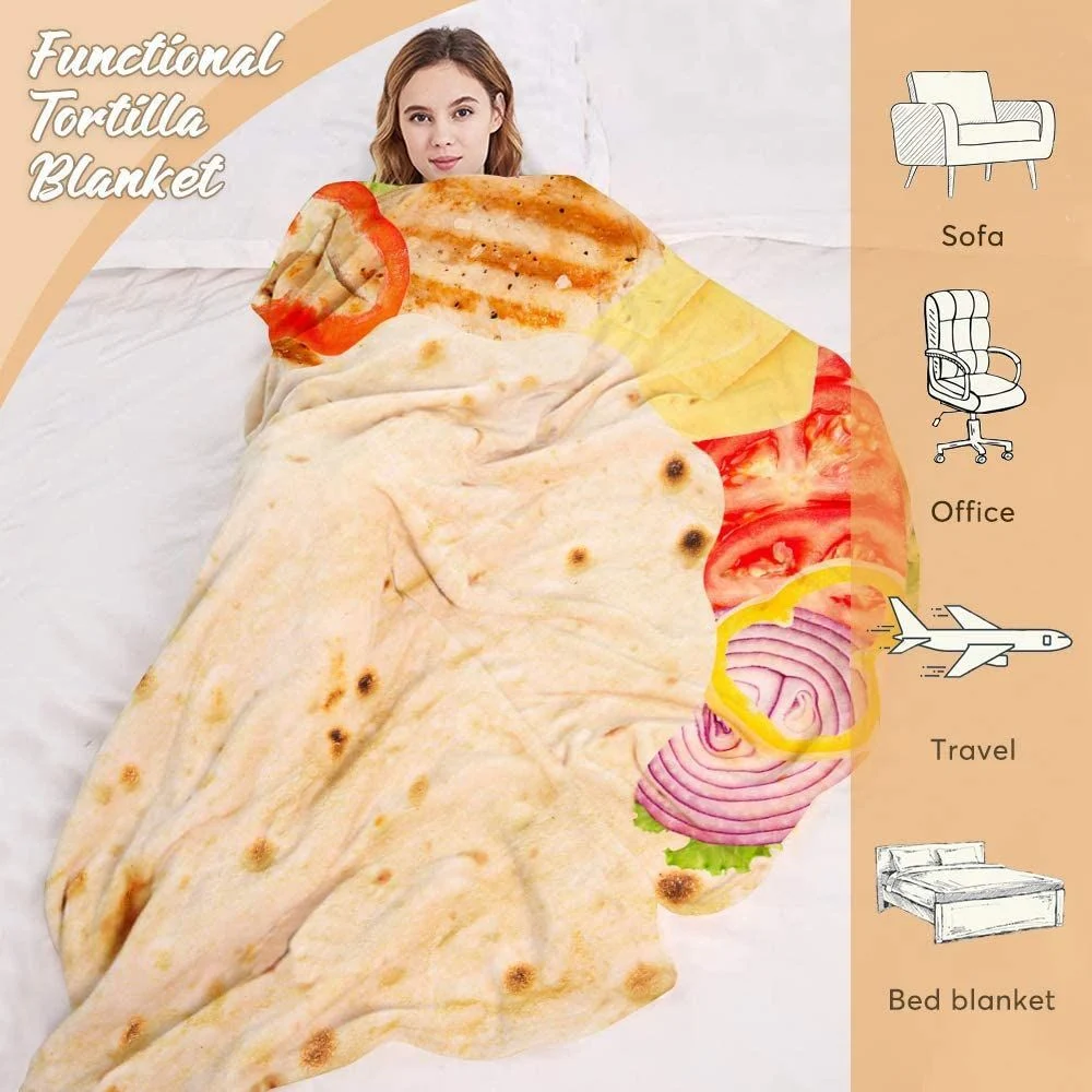 Best Selling 2020 New Printed Throw Pizza Omelette Round Blanket for Kids