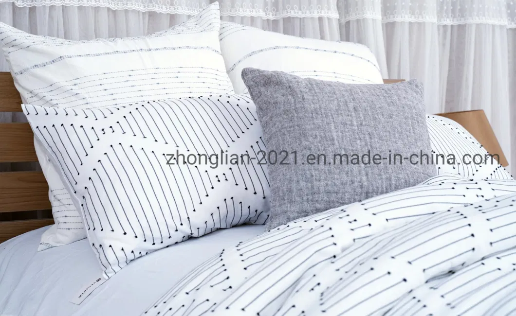 Bedding Set Fashion Yarn Dyed Cotton Clip Jacquard Comforter Set with 2 Shams