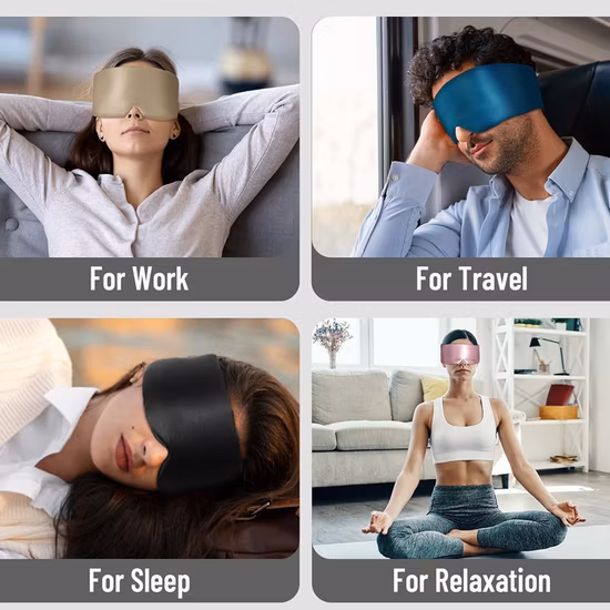 Maschera per gli occhi in seta di gelso pura di alta qualità al 100% blu cielo da 22 mm